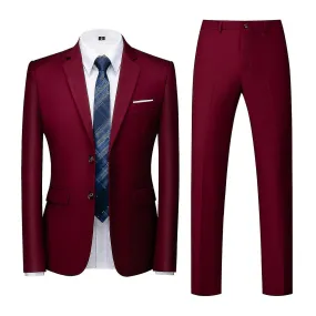 Traje de hombre 2 piezas Slim Fit Single Button Suits Two Button Wedding Business Blazer Pantalones