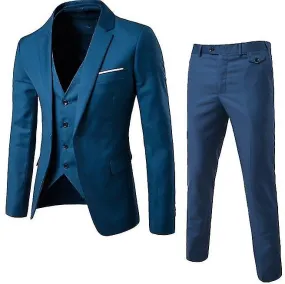 Traje de hombre Delgado Traje de 3 piezas Blazer Business Wedding Party Jacket Chaleco y pantalones