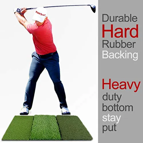 Tri-Turf 3-in-1 Golf Hitting Mat - Deluxe 25x16 Golf Practice Mats