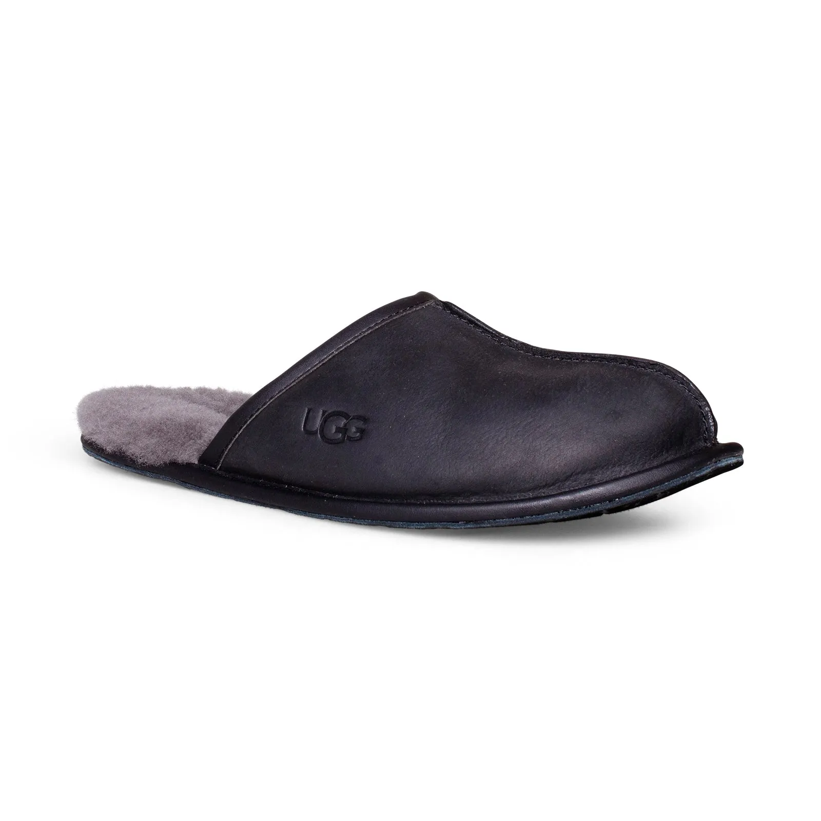 UGG Men's Leather Black Slippers - Scuff