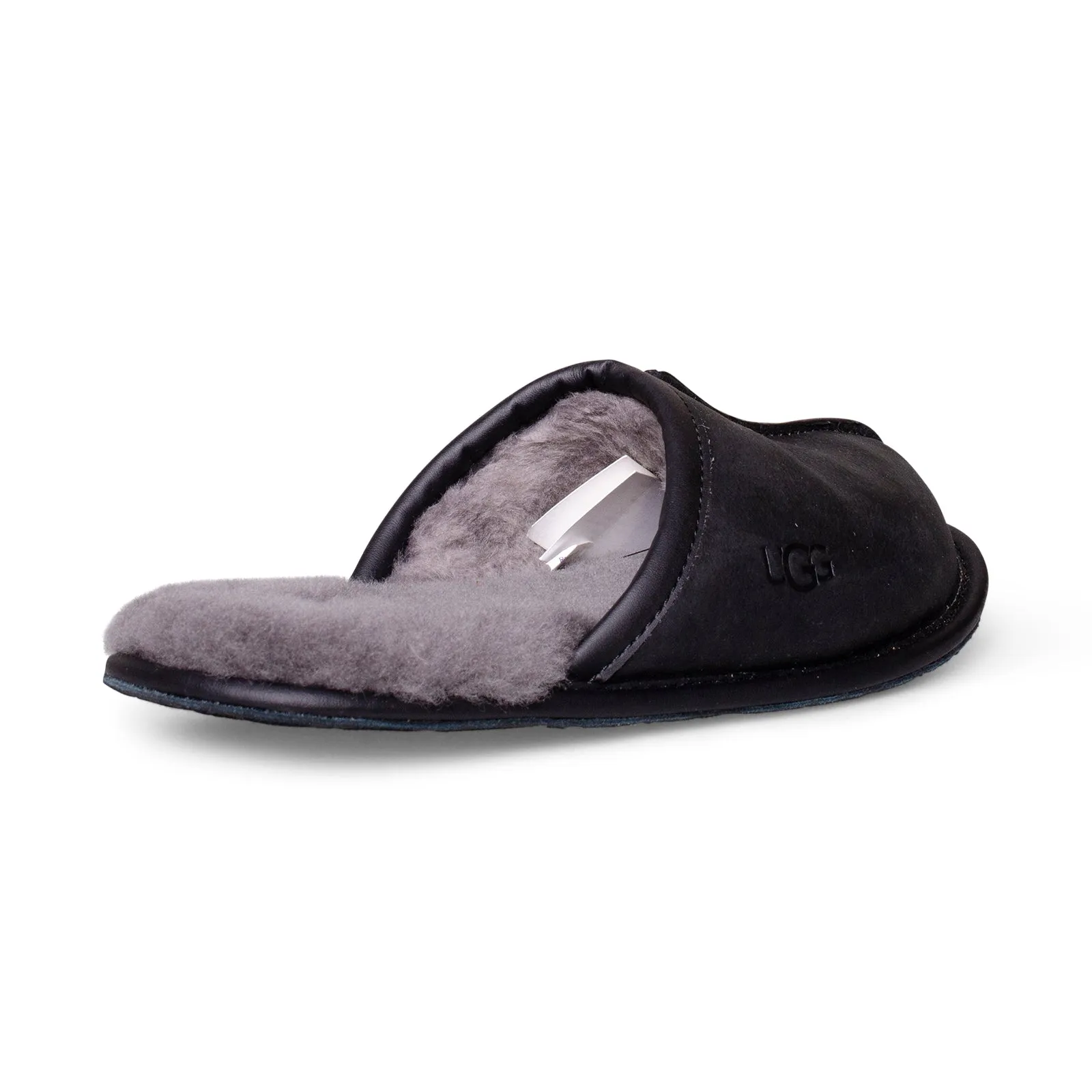 UGG Men's Leather Black Slippers - Scuff