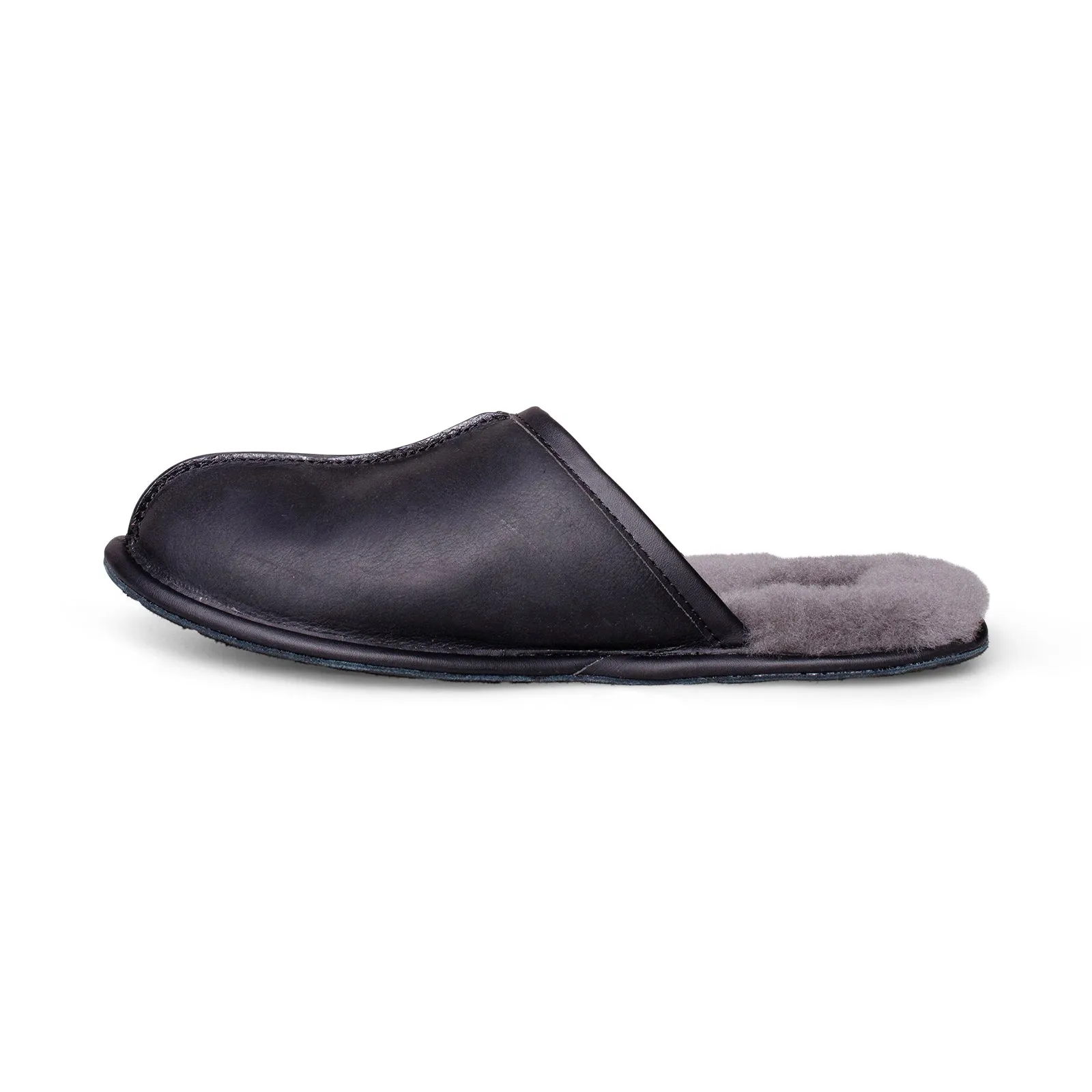 UGG Men's Leather Black Slippers - Scuff