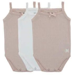 UnderNoggi Mauve + White Pointelle Baby Undershirt- Girls