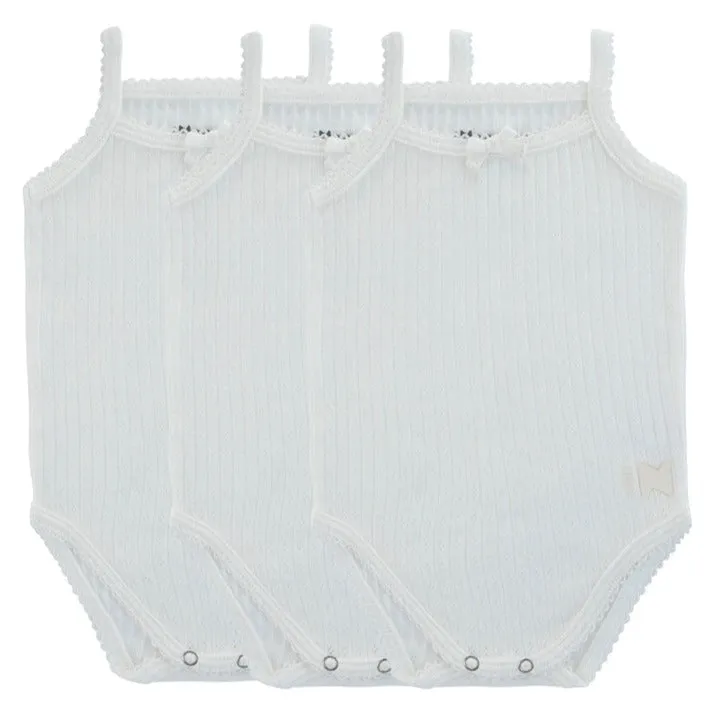 UnderNoggi White Pointelle Baby Undershirt- Girls