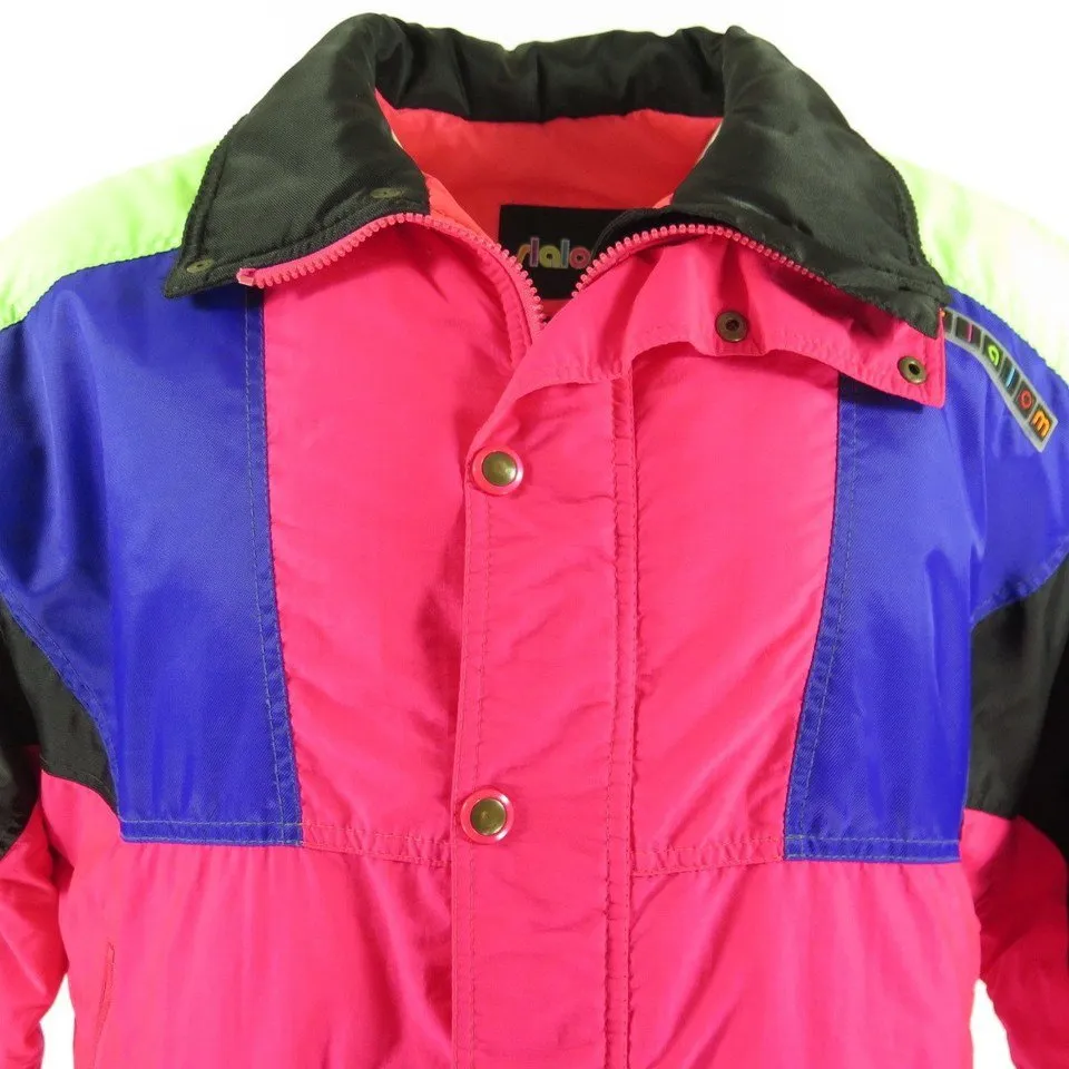 Vintage 80s Slalom Puffy Retro Neon Ski Jacket L The Clothing Vault