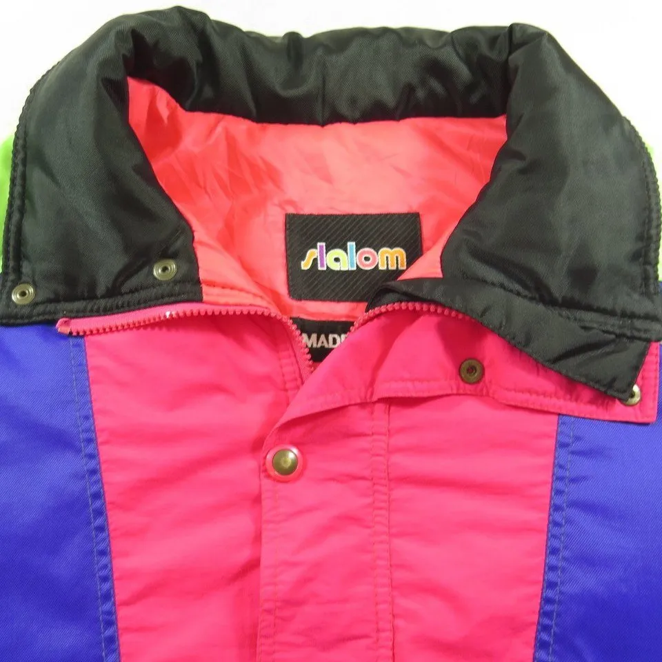 Vintage 80s Slalom Puffy Retro Neon Ski Jacket L The Clothing Vault