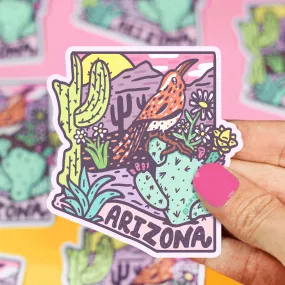 Vinyl Sticker, Arizona State Bird Cactus Wren