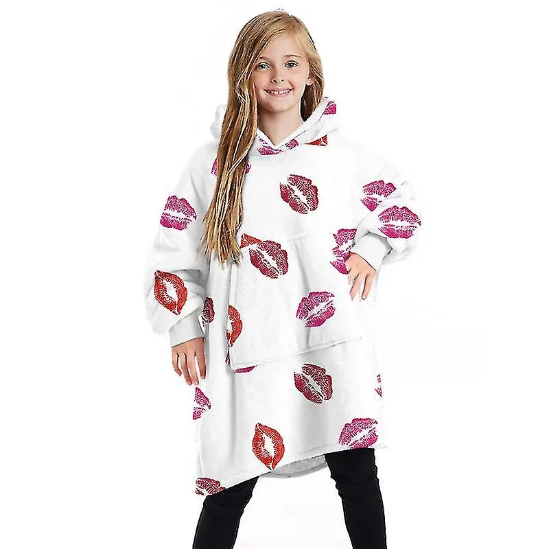 Wearable Blanket Hoodie Plush Fleece Family Matching Hoodie Sweatshirt Homewear For Adult Kids