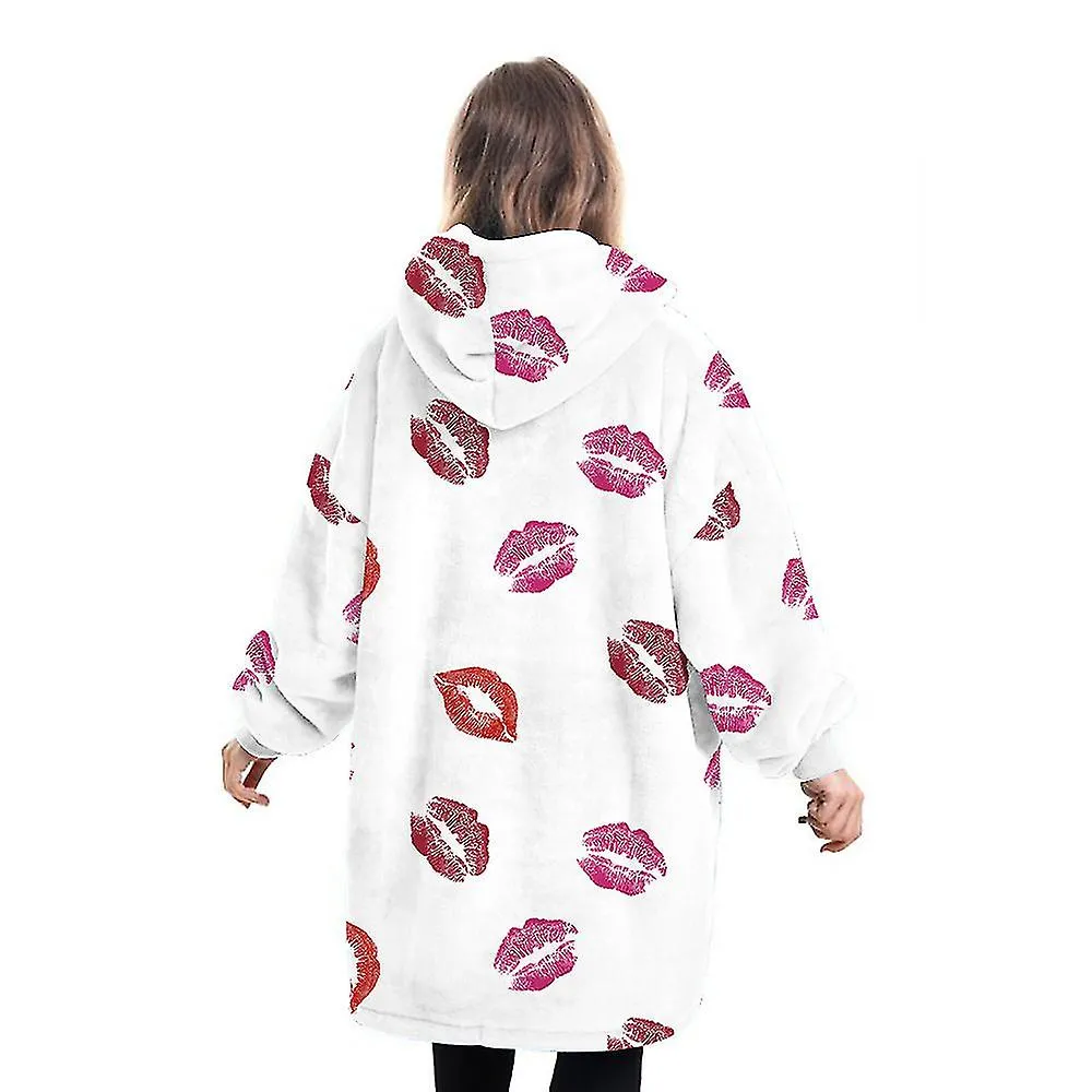 Wearable Blanket Hoodie Plush Fleece Family Matching Hoodie Sweatshirt Homewear For Adult Kids