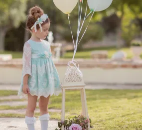 Wedding dress or ceremony Beige tulle with mint green