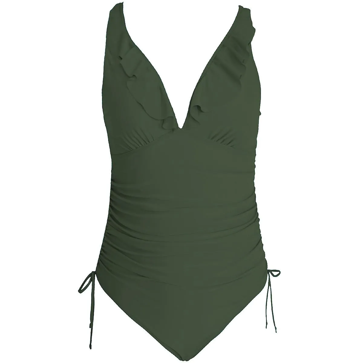 Women One Piece Swimsuits Tummy Control Halter Bathing Suits Sexy Swimwear-Military Green