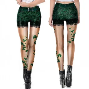 Women St. Patrick's Day Clover Green Tights Stretchy Leggings Pant For Yoga