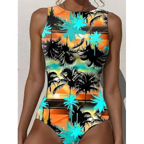 Women's Swimwear One Piece Swimsuit Palm Leaf Vacation Bathing Suits