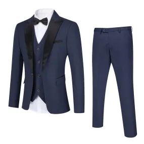 YOUTHUP Mens 3 Piece Slim Fit Elegant Wedding Peak Lapel Suit Set